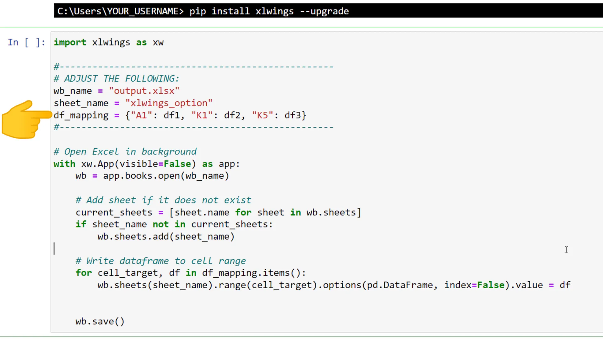 Using xlwings to export DataFrames