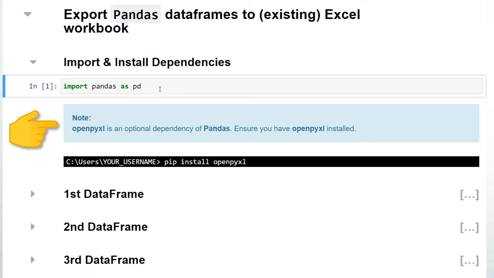 Installing openpyxl module