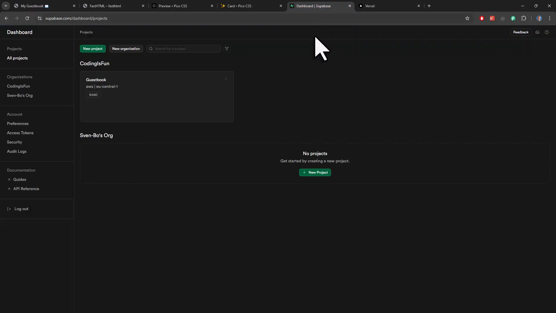 Setting up Supabase database