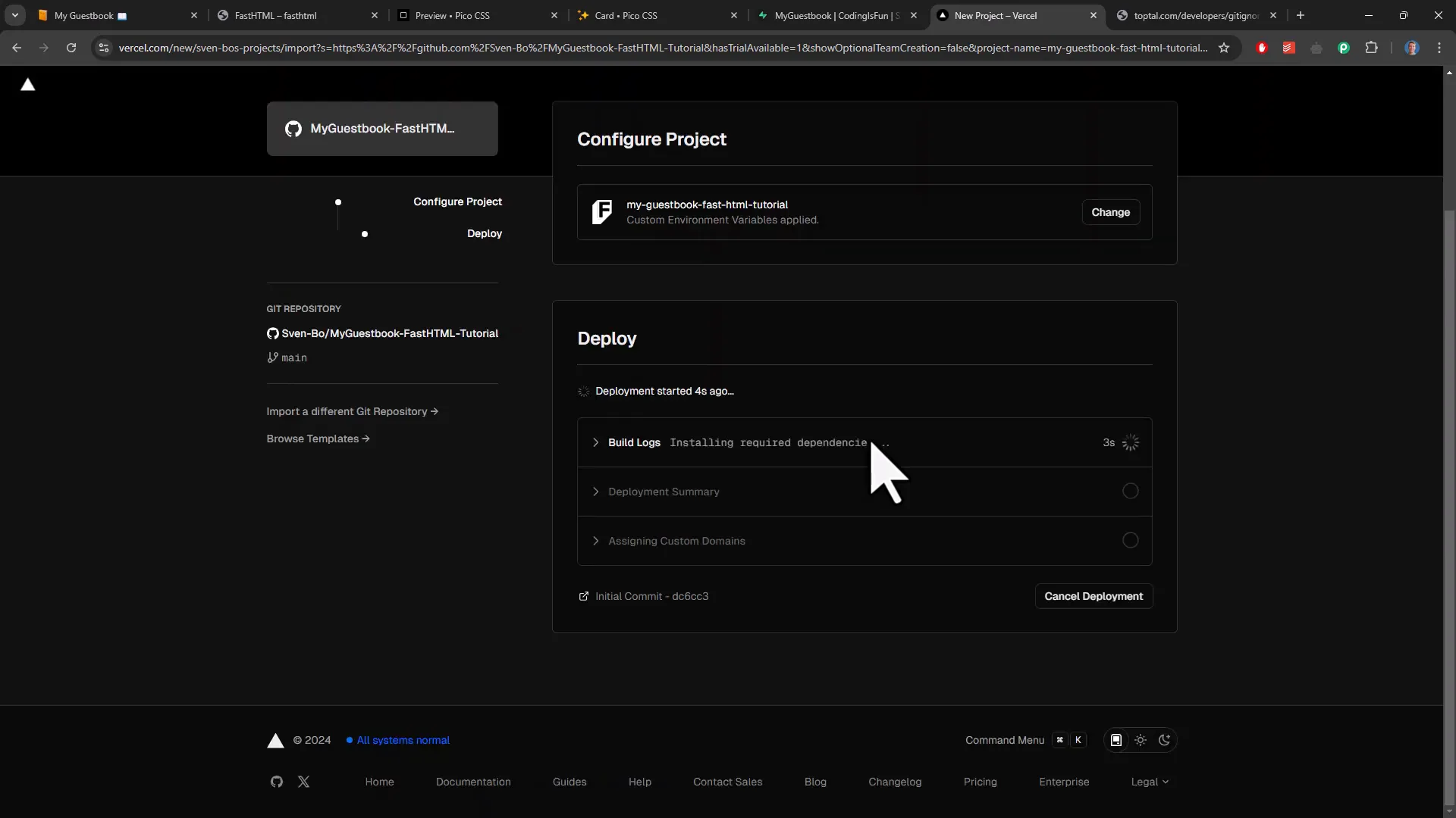 Testing the live application