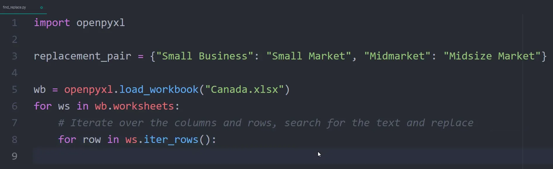Iterating over worksheets