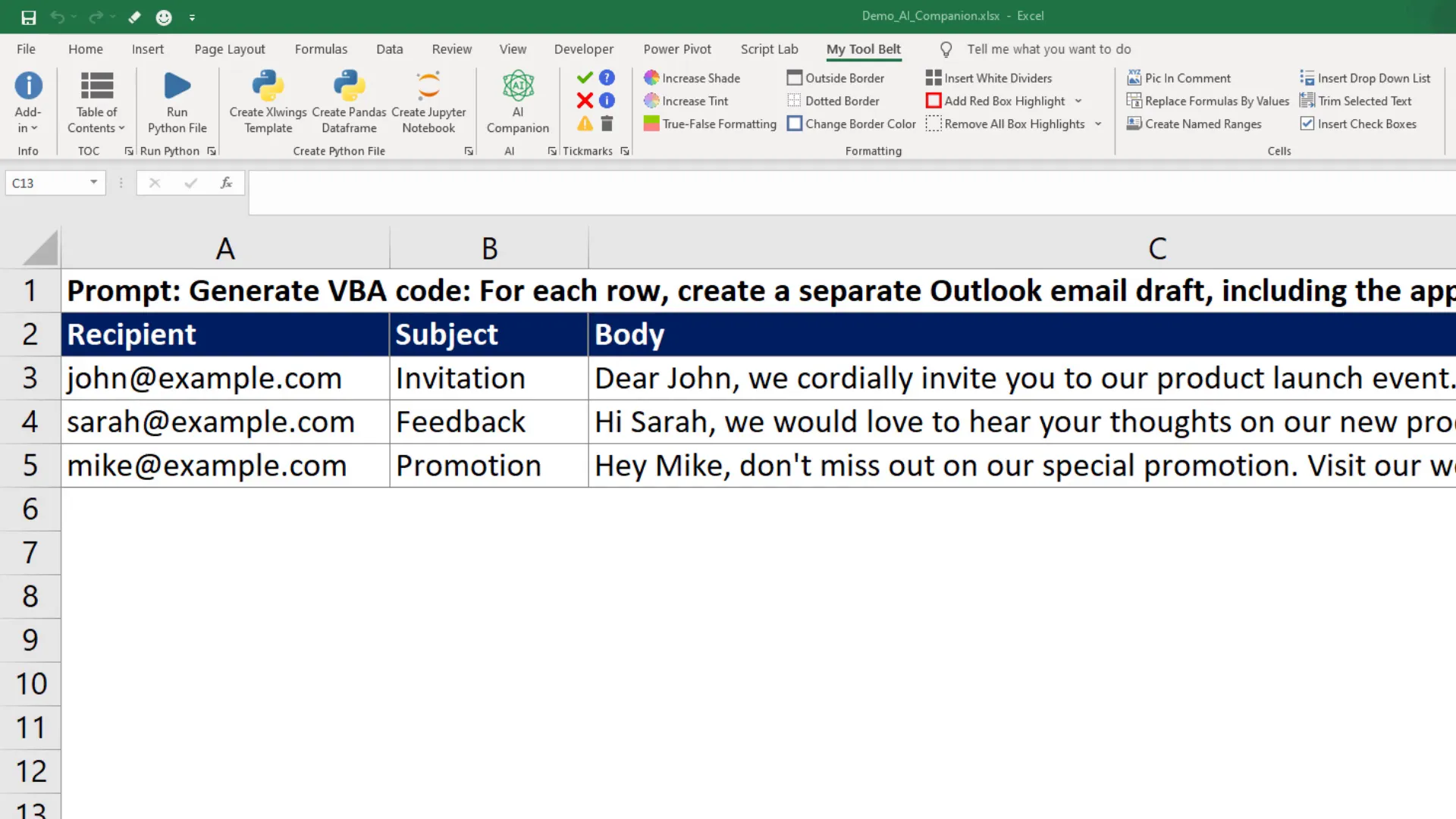 ChatGPT Excel add-in