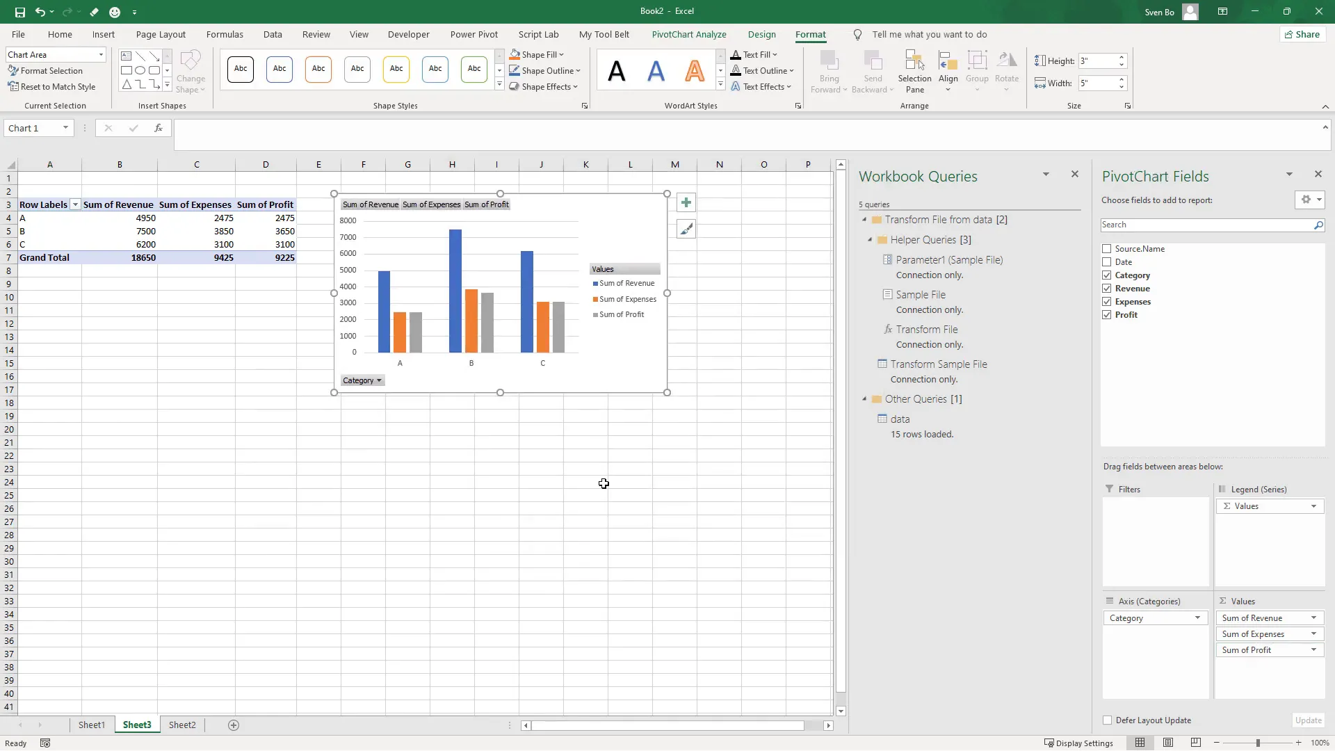 Power Query steps for data transformation