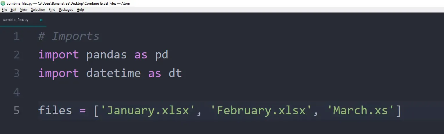 Creating a list of excel file names