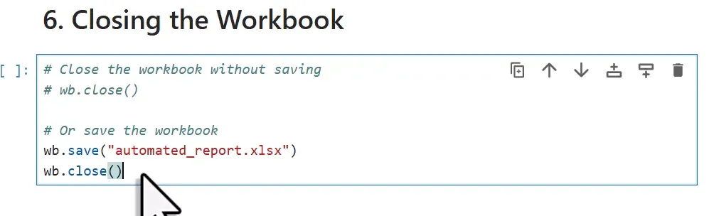 Saving and closing workbooks