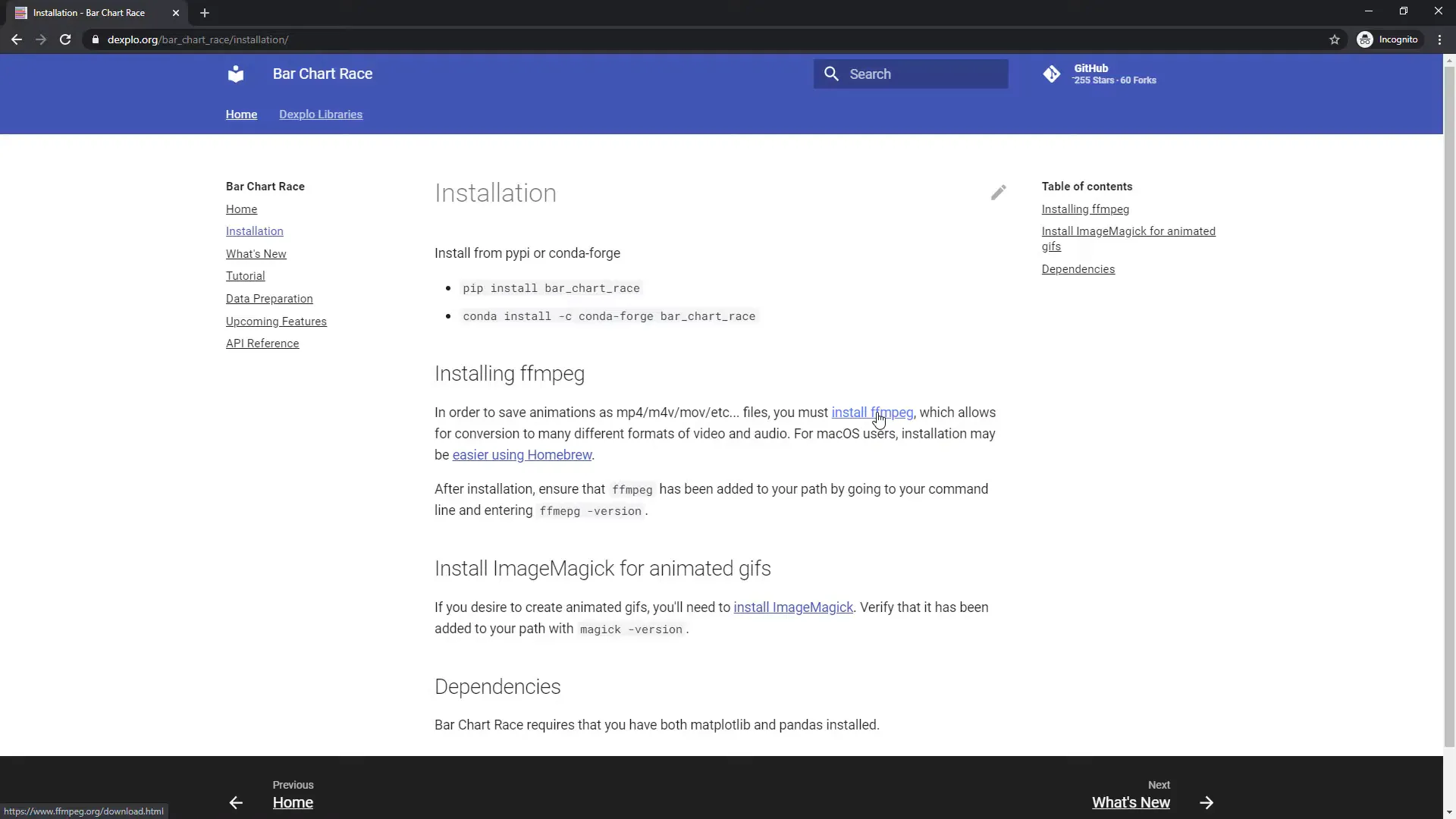 ffmpeg installation instructions