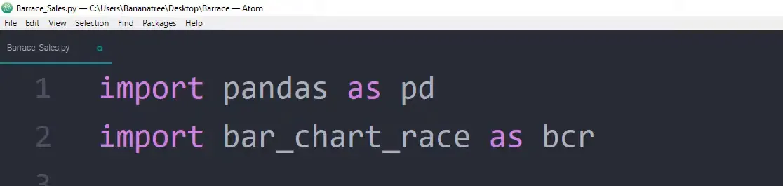 Example of Python script for bar race