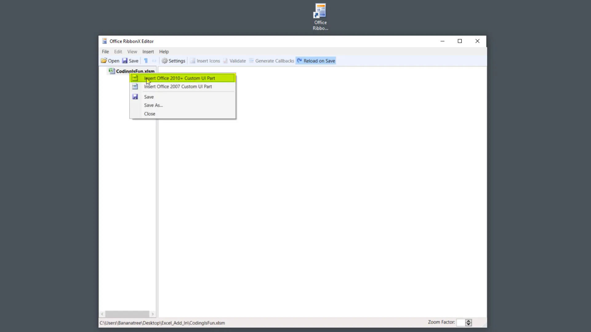 Inserting Custom UI part