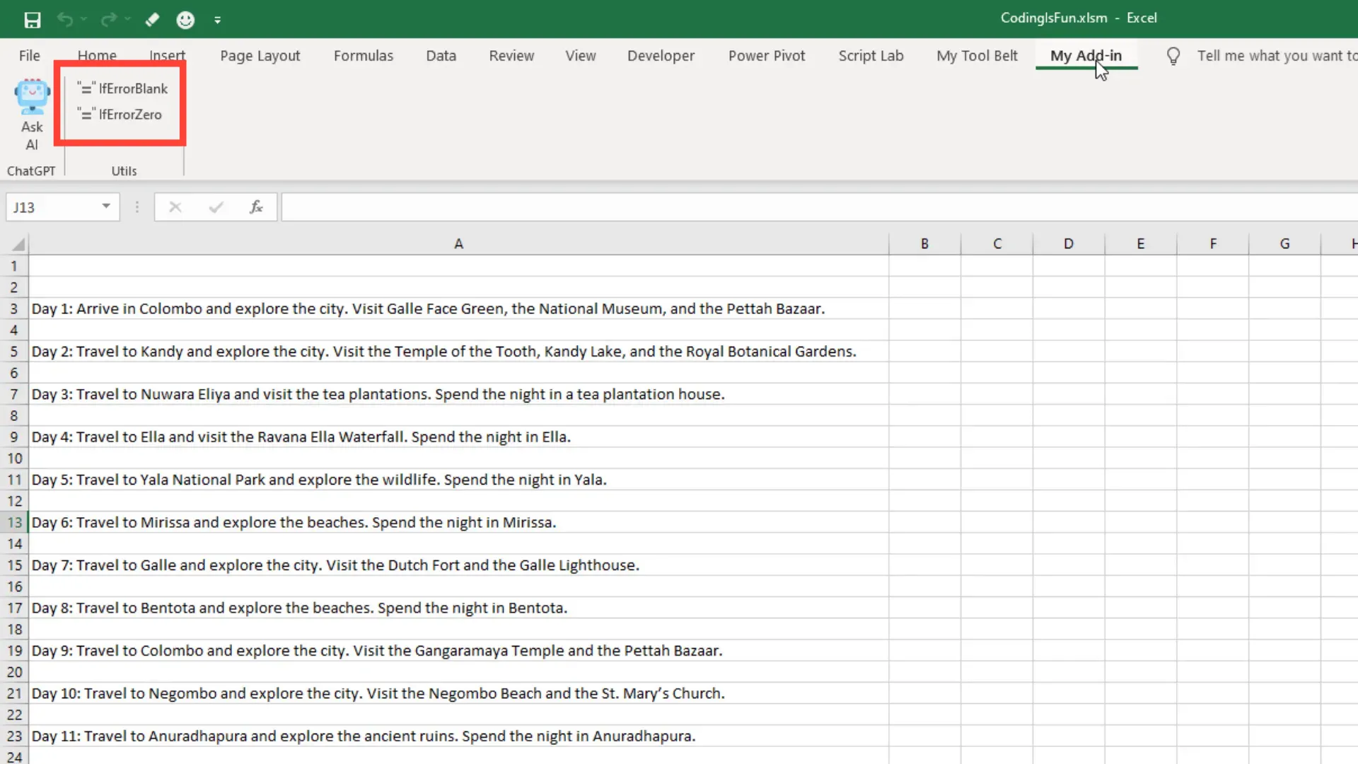 New Utils group with buttons