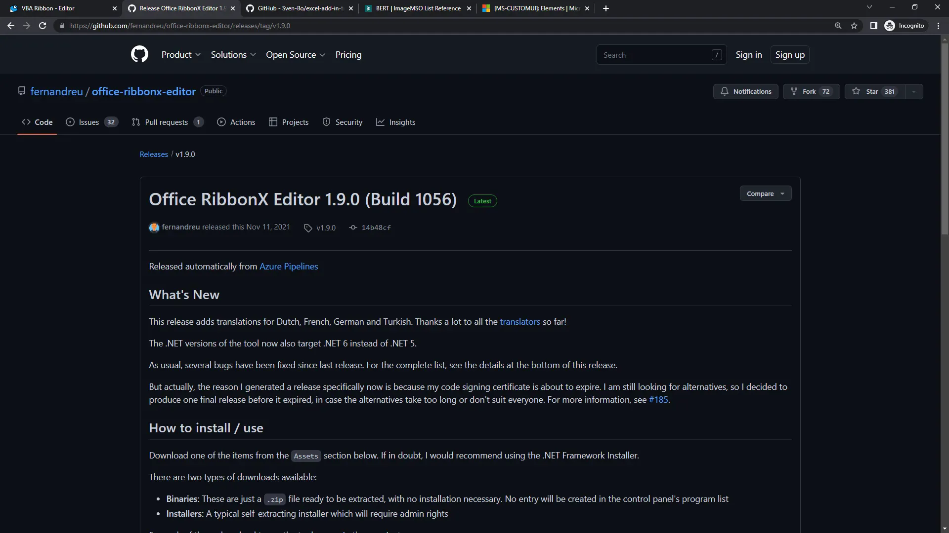 Downloading Office RibbonX