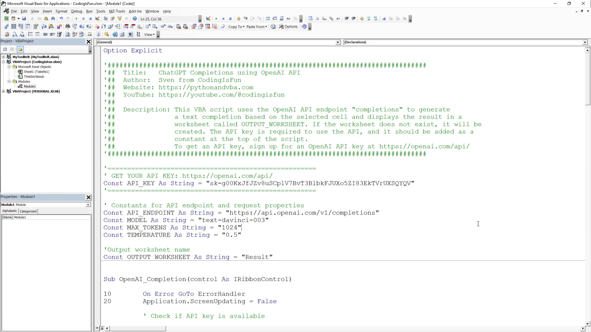 Integrating ChatGPT code