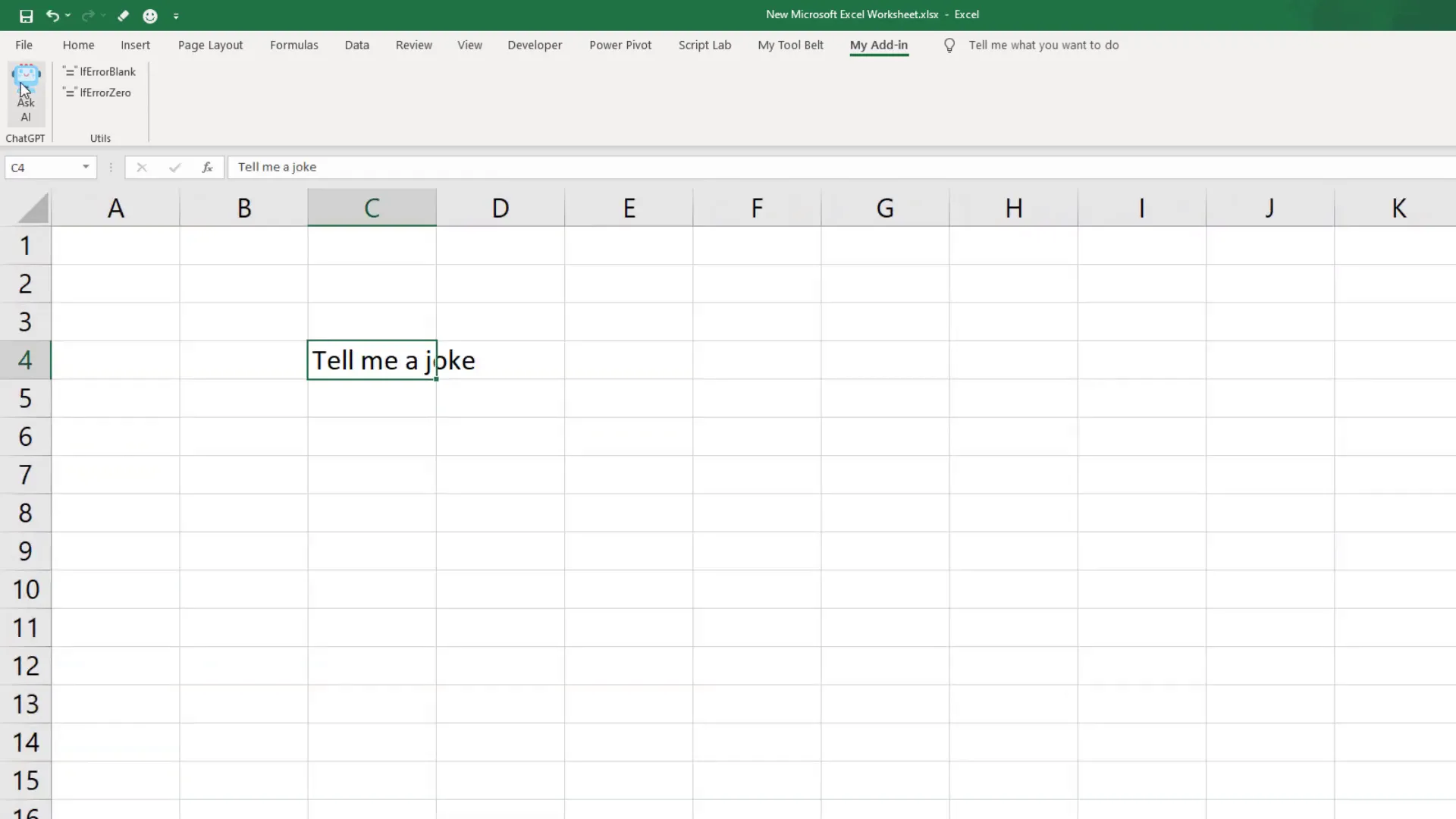 Testing the add-in functionality