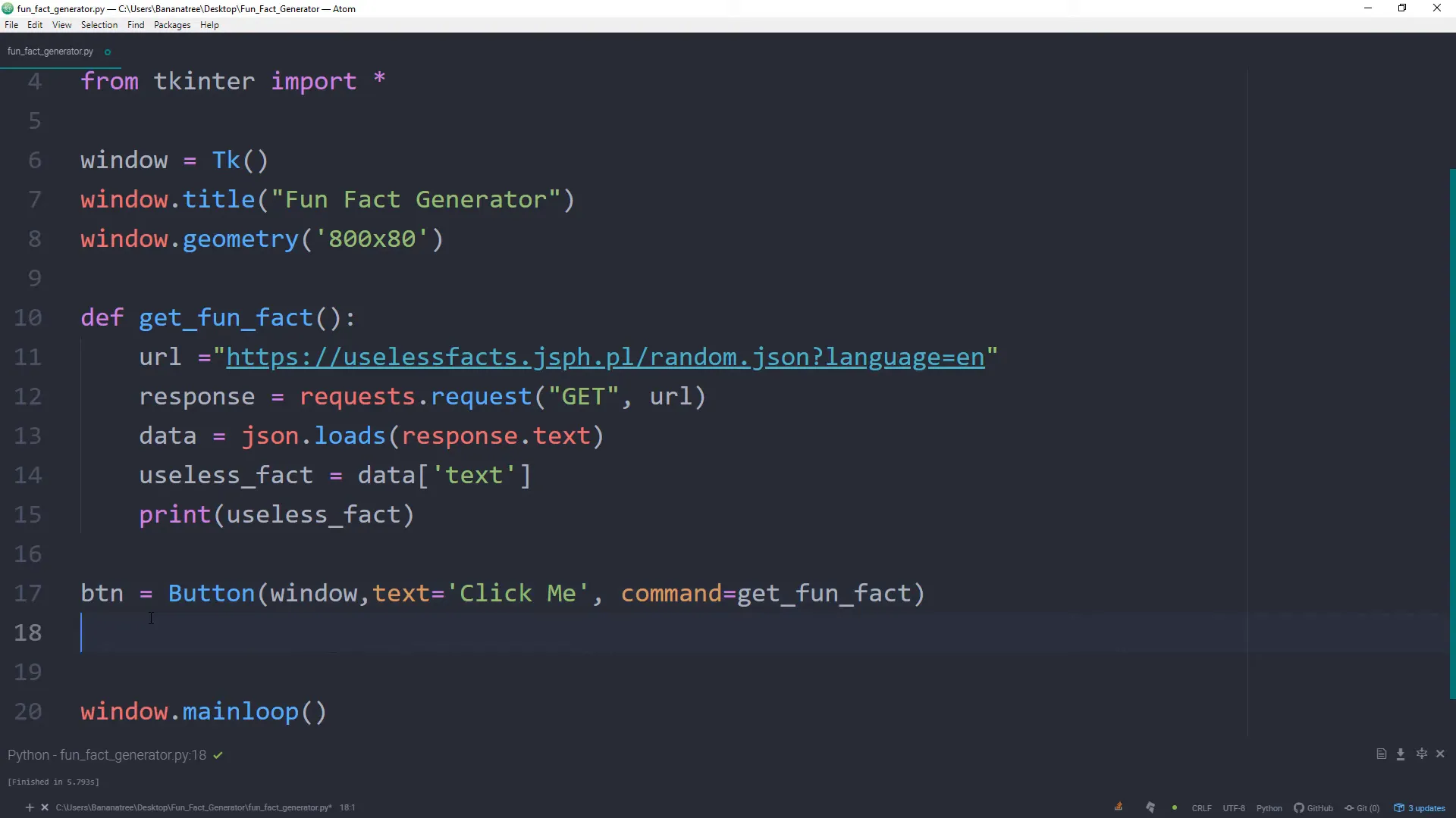 Setting up the main window