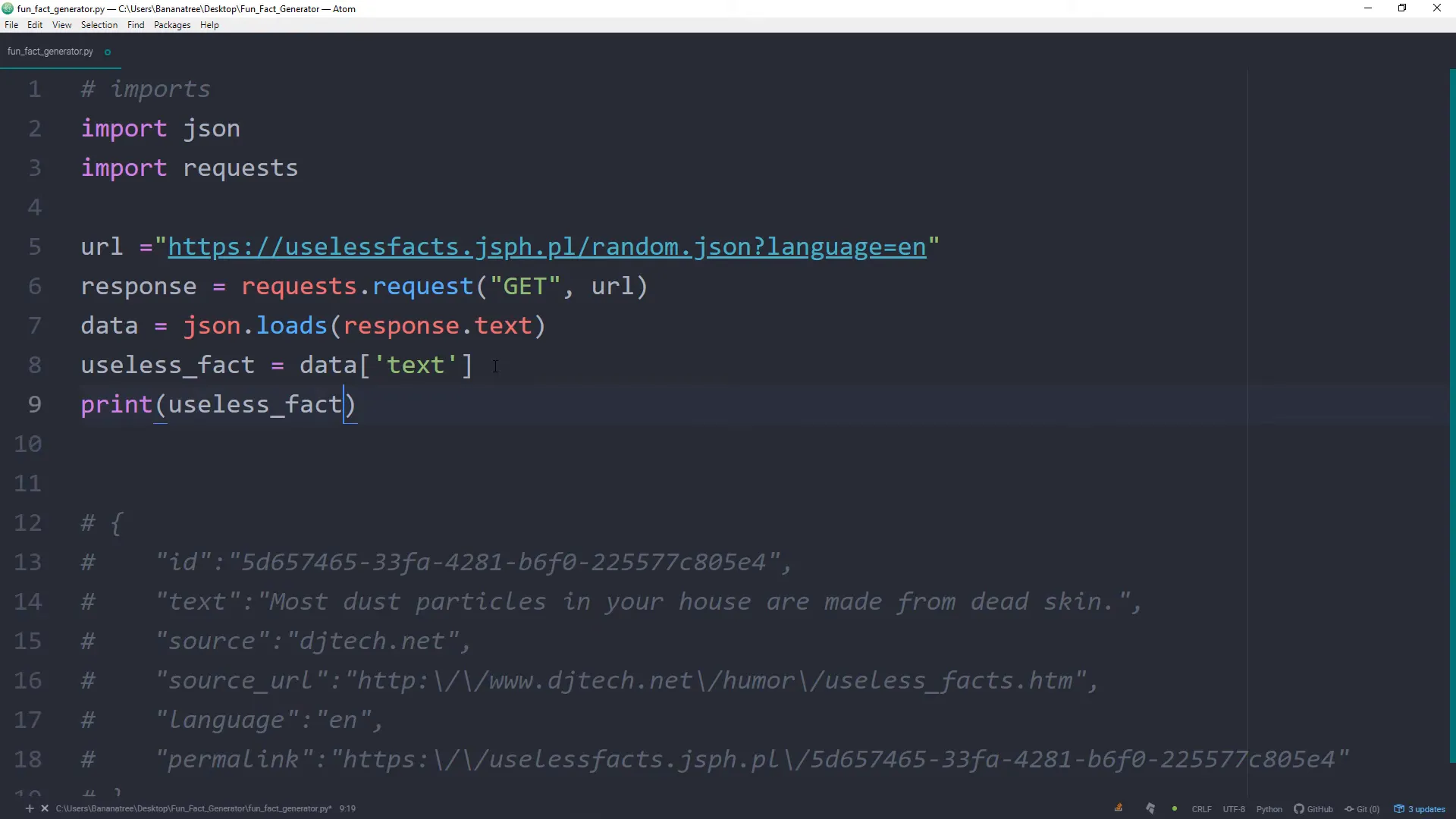 Fetching data from API