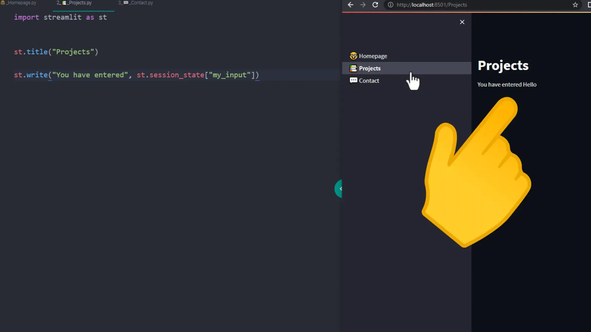 Displaying session state variable on another page