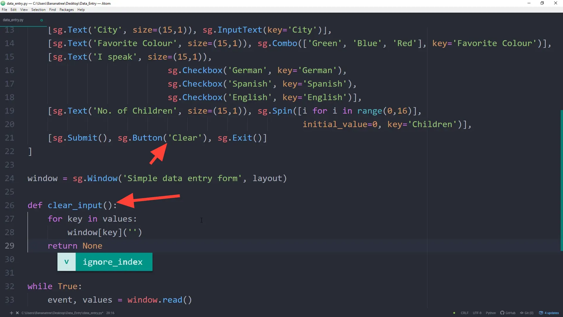 Clearing Input Fields