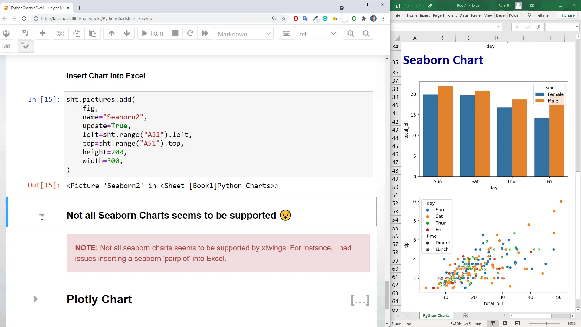 Creating a seaborn chart in Excel