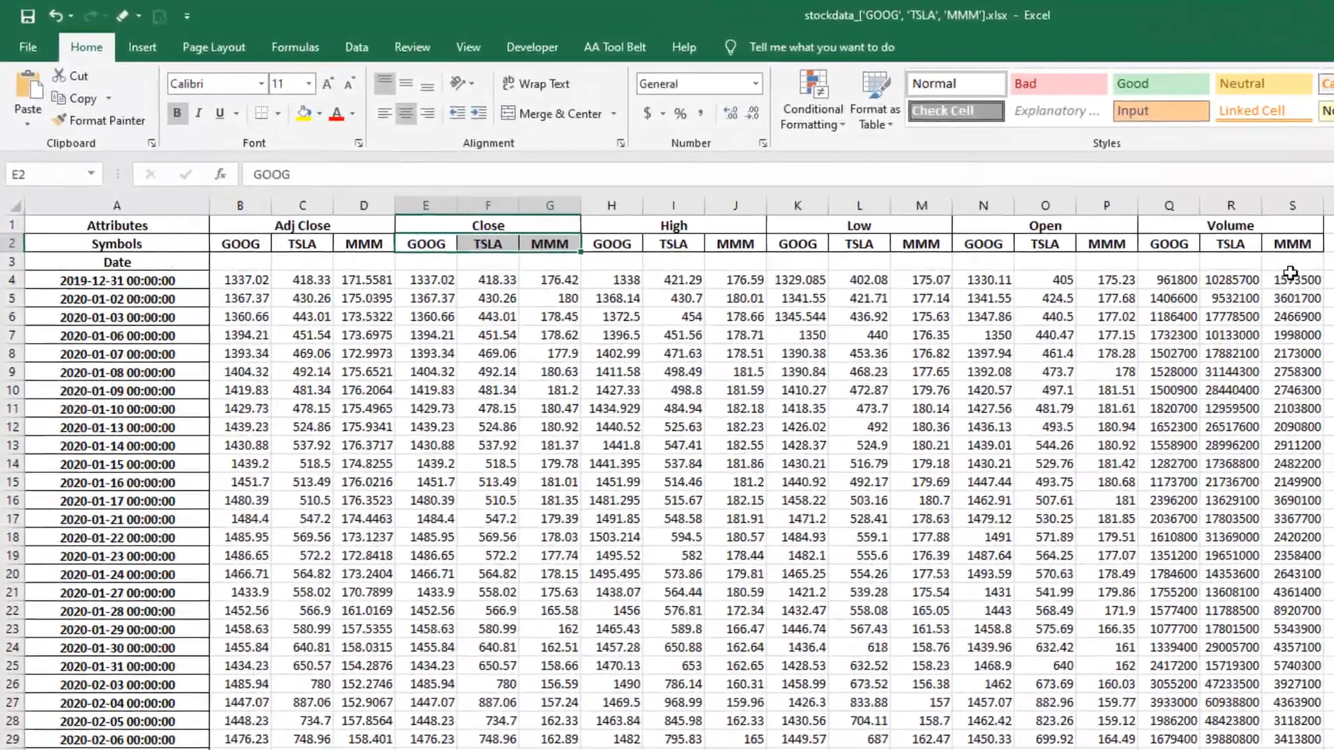 Retrieving multiple stock data