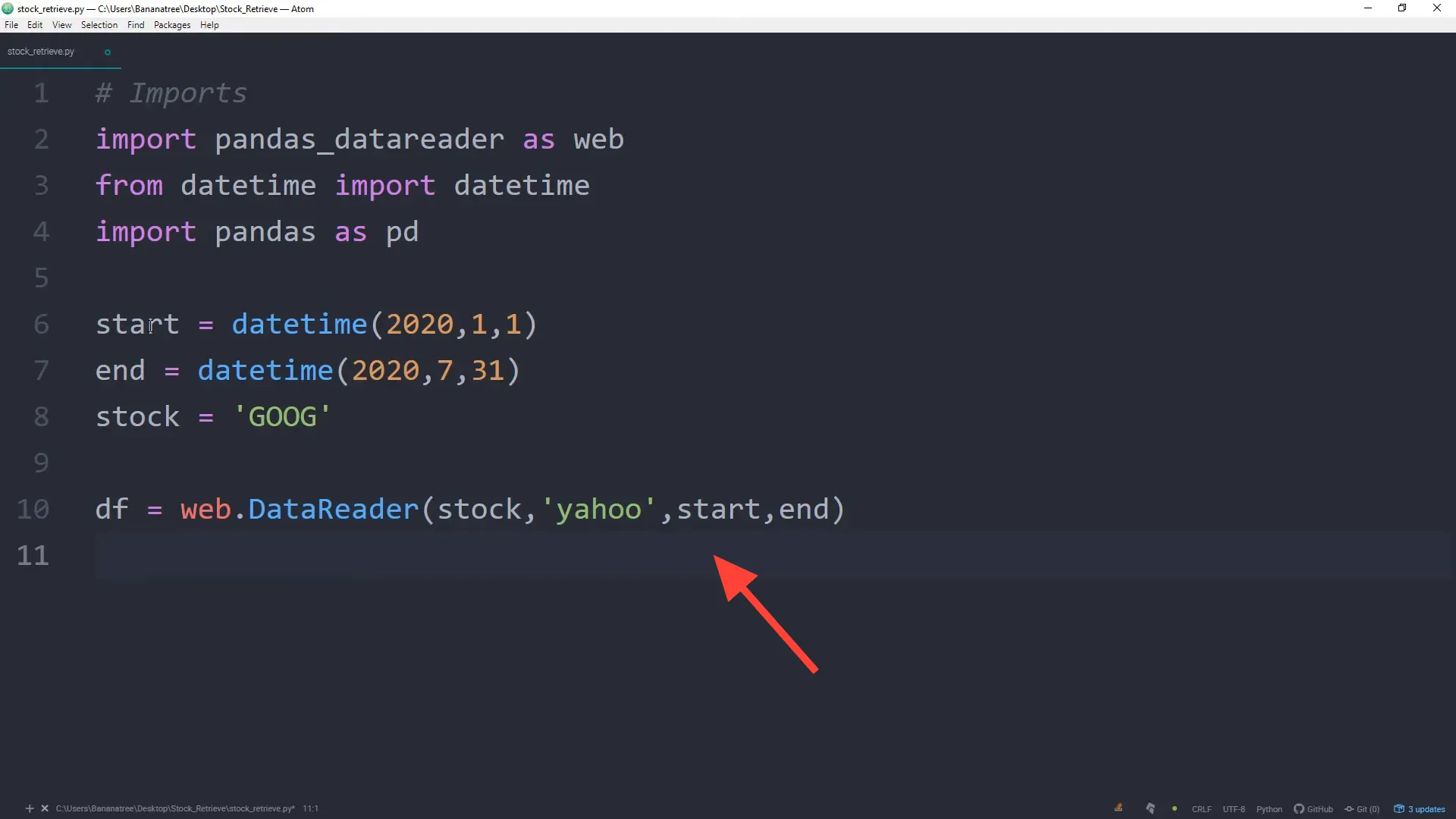 Retrieving stock information using pandas data reader