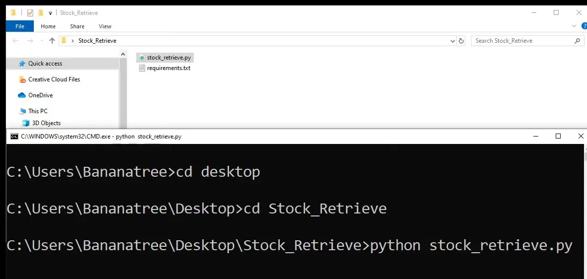 Running the Python script from command prompt