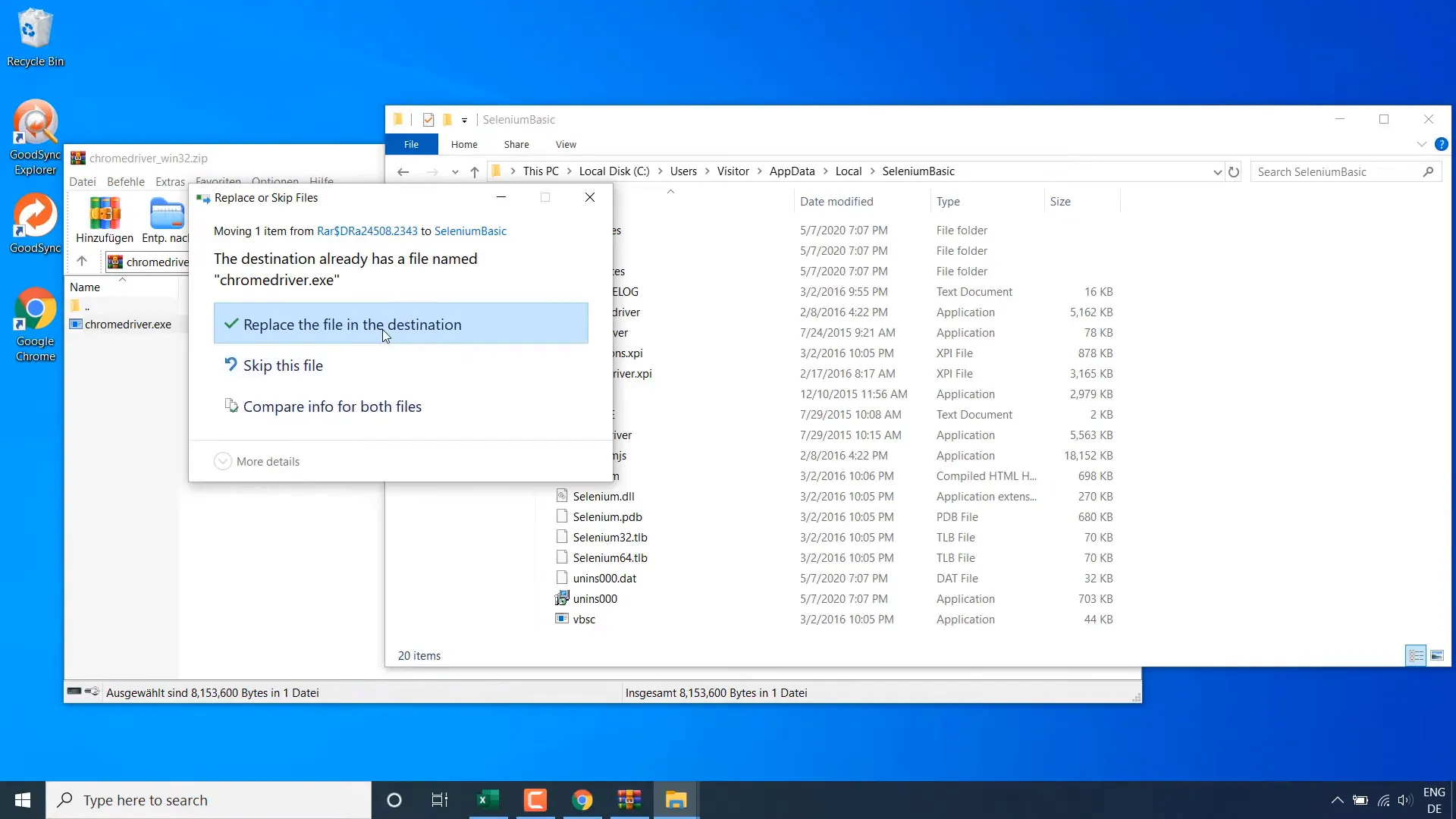 Replacing Chrome Driver in Selenium folder