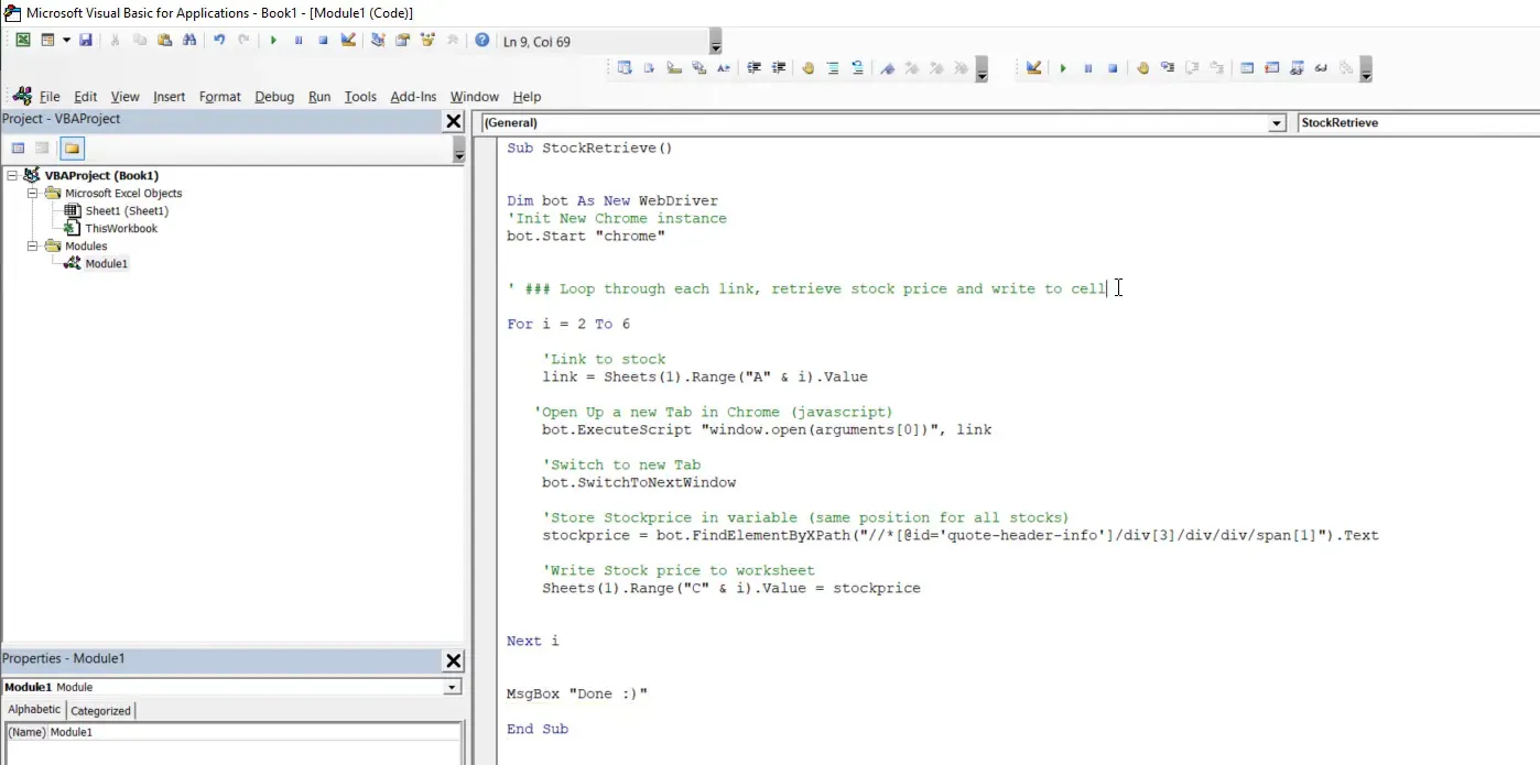 Looping through stock prices
