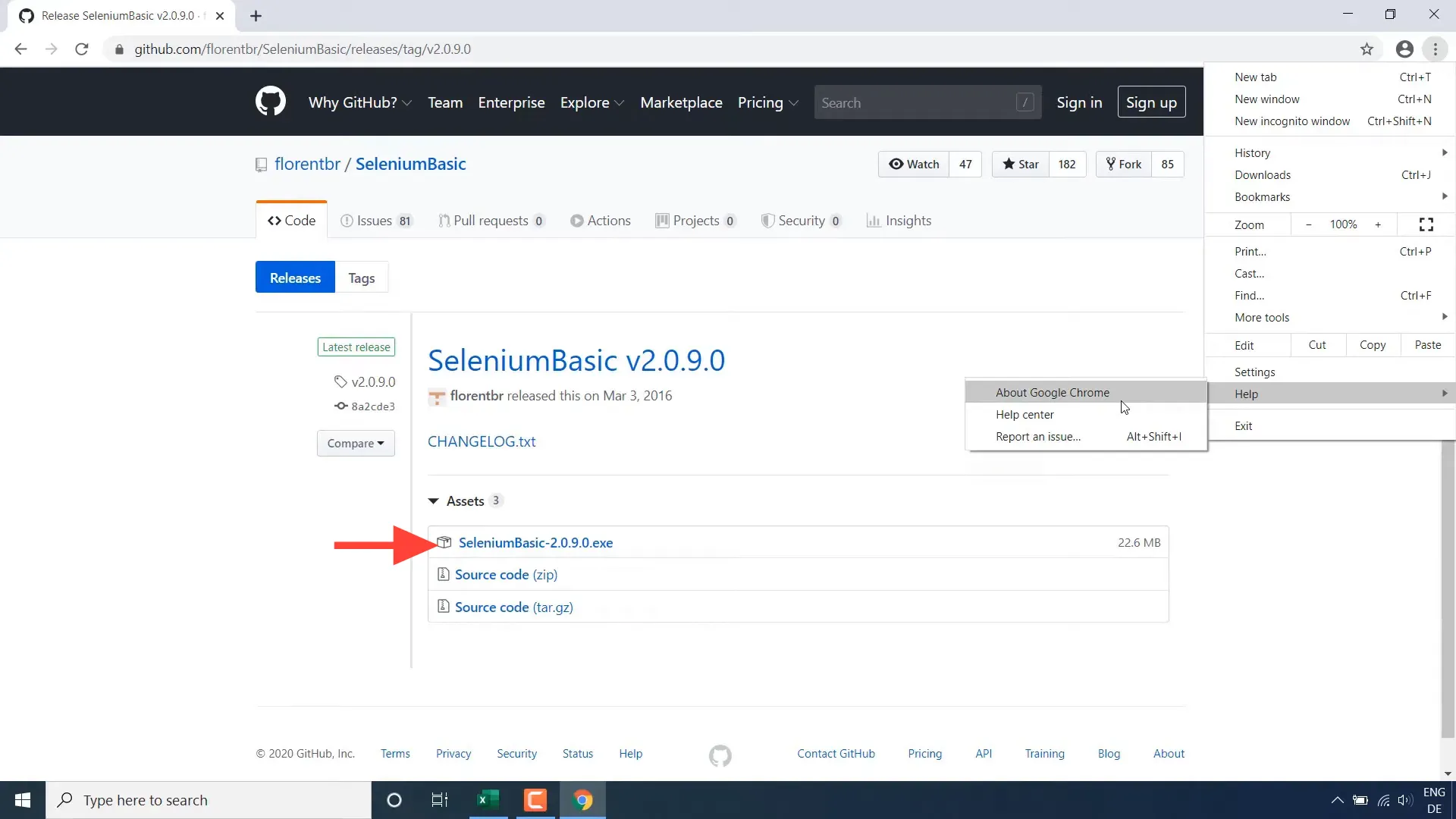 Finding Chrome version