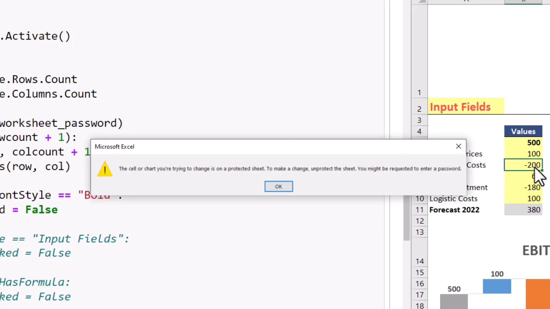 Attempting to edit locked cells