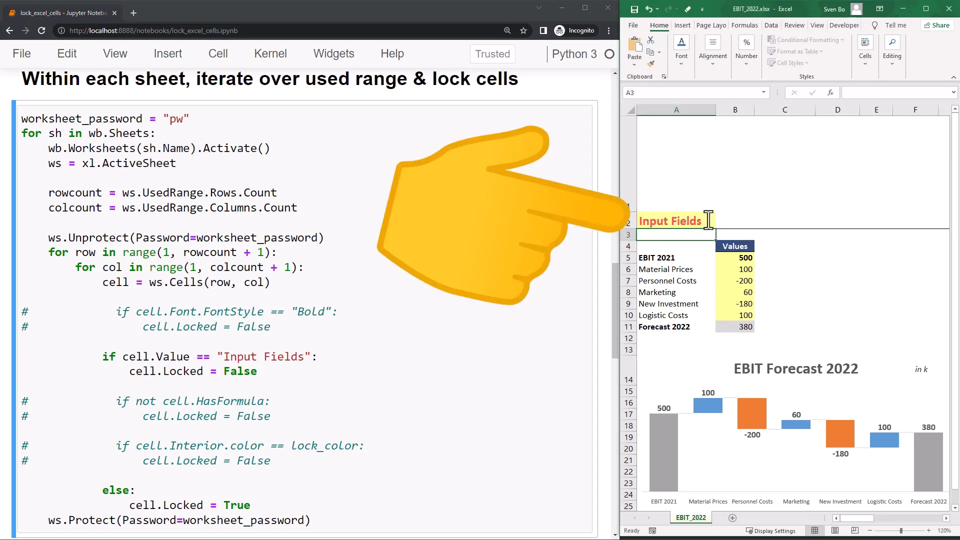 Unlocking specific cells based on value