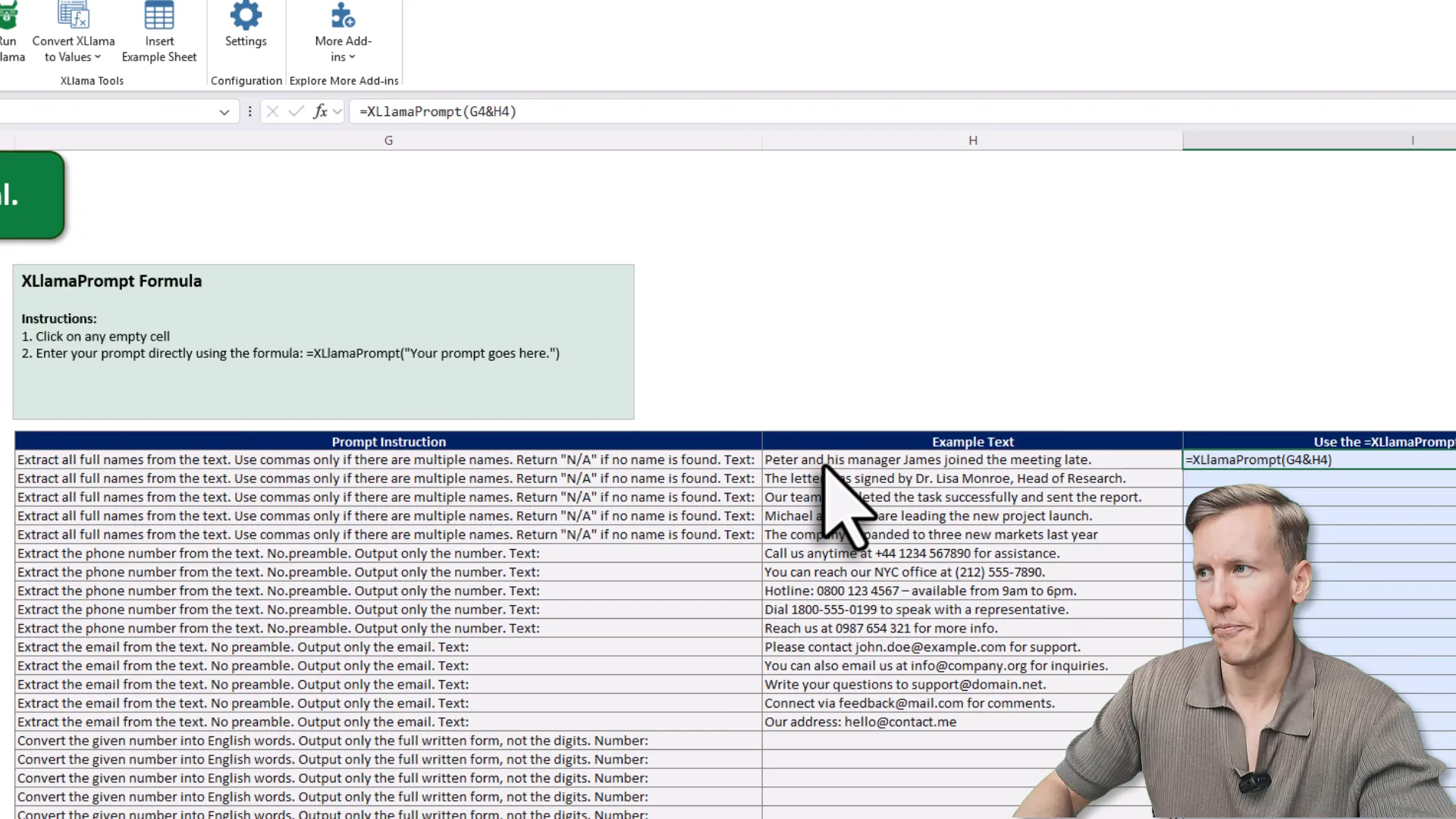 XLlama ribbon shown in Excel settings