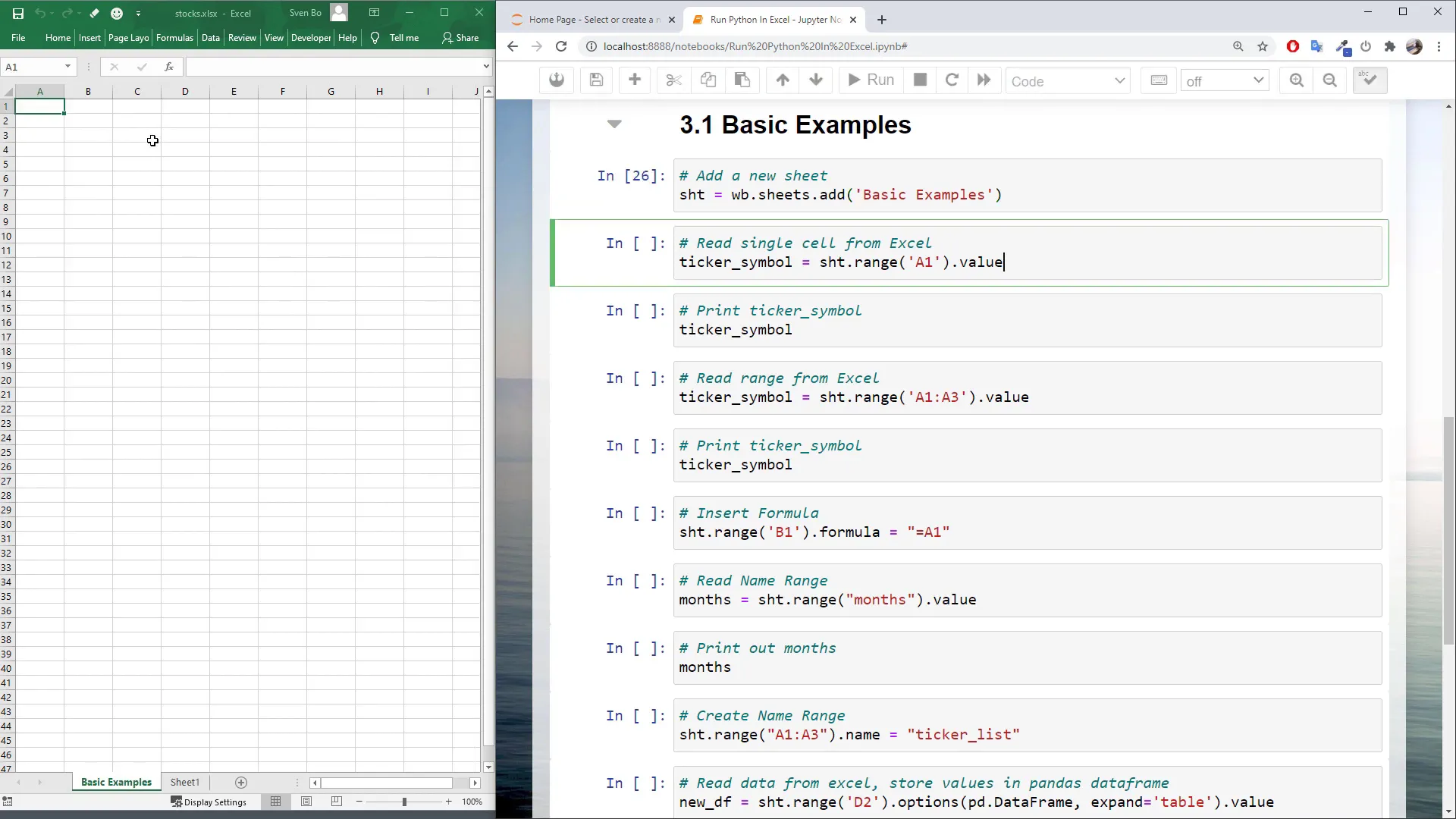 Reading and writing cell values in Excel