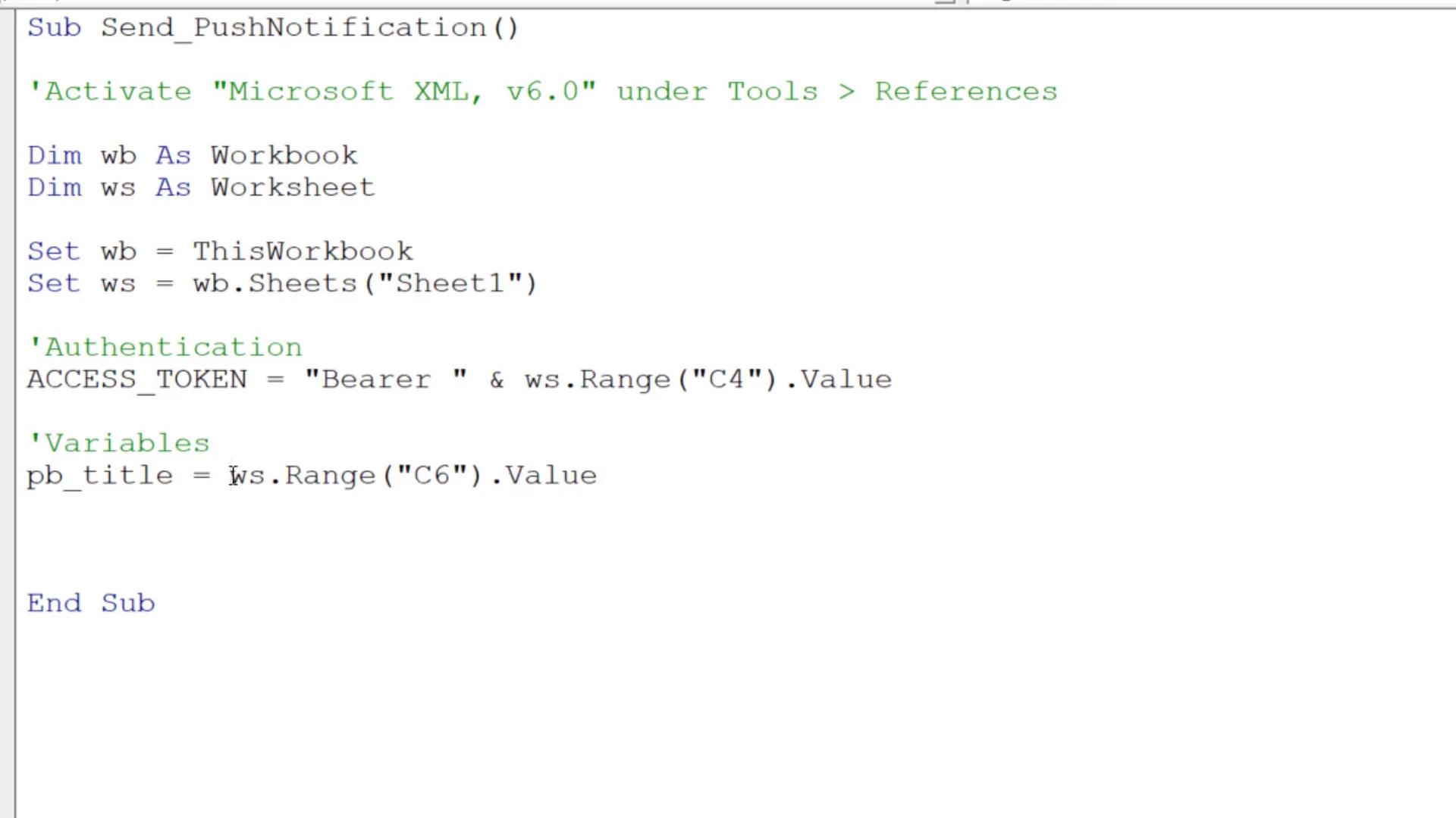 Get Access Token and Title for notification