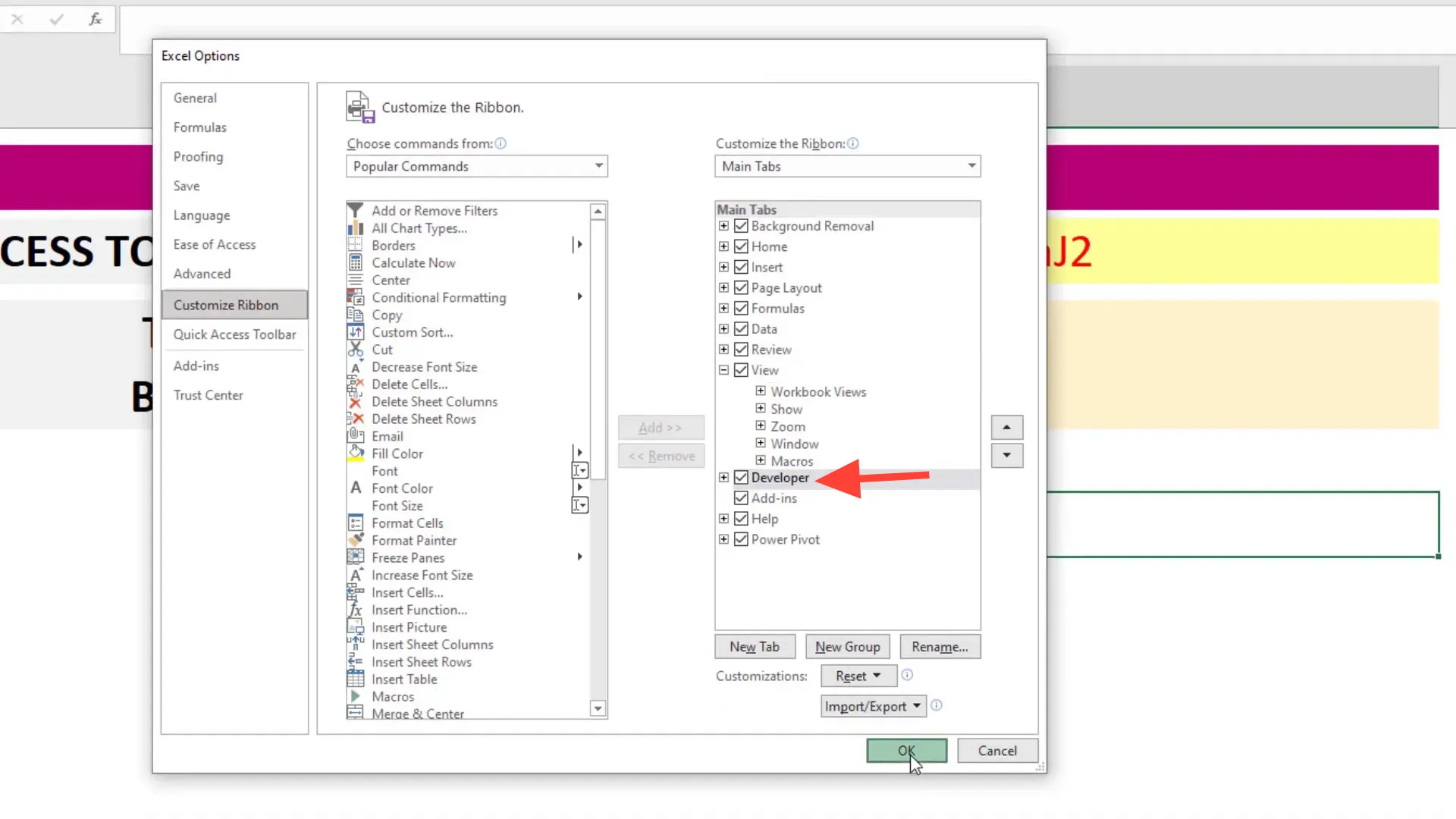 Open Visual Basic Editor in Excel