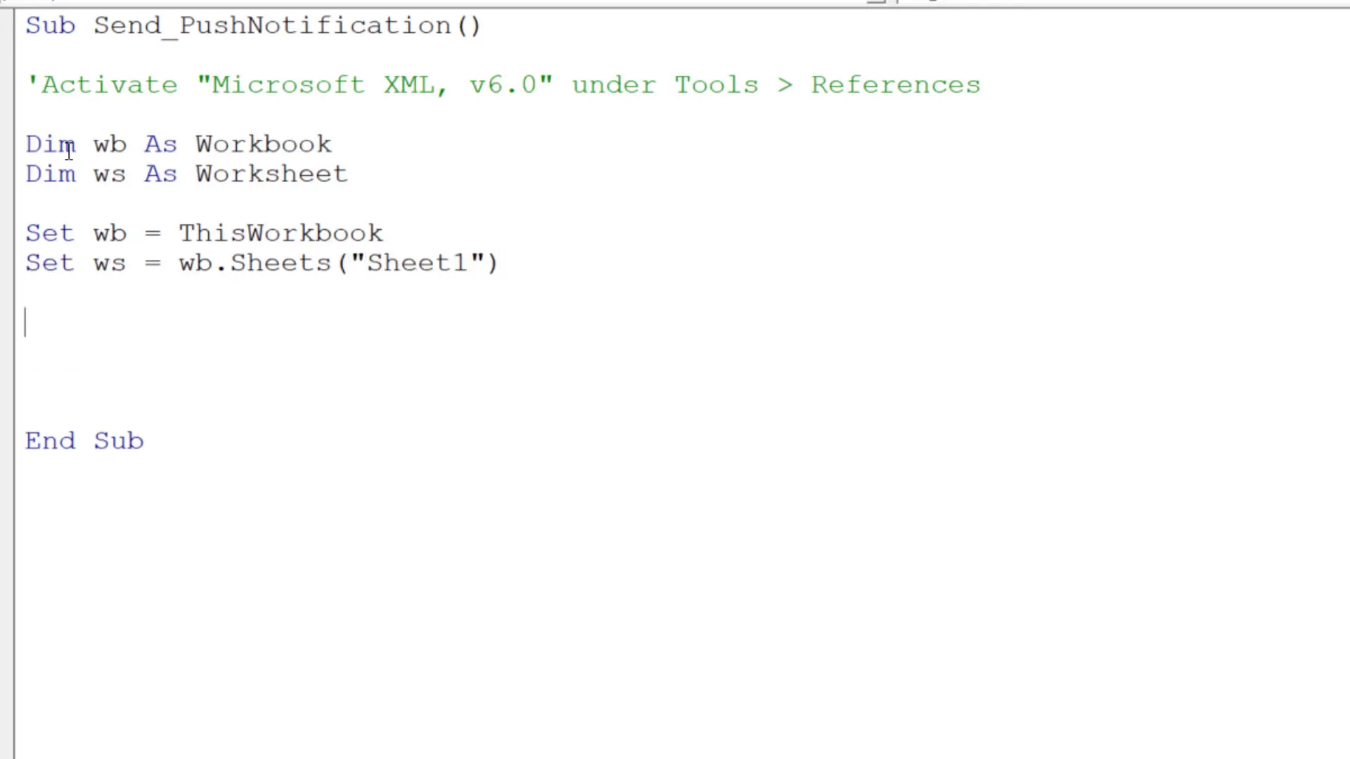 Declare workbook and worksheet variables