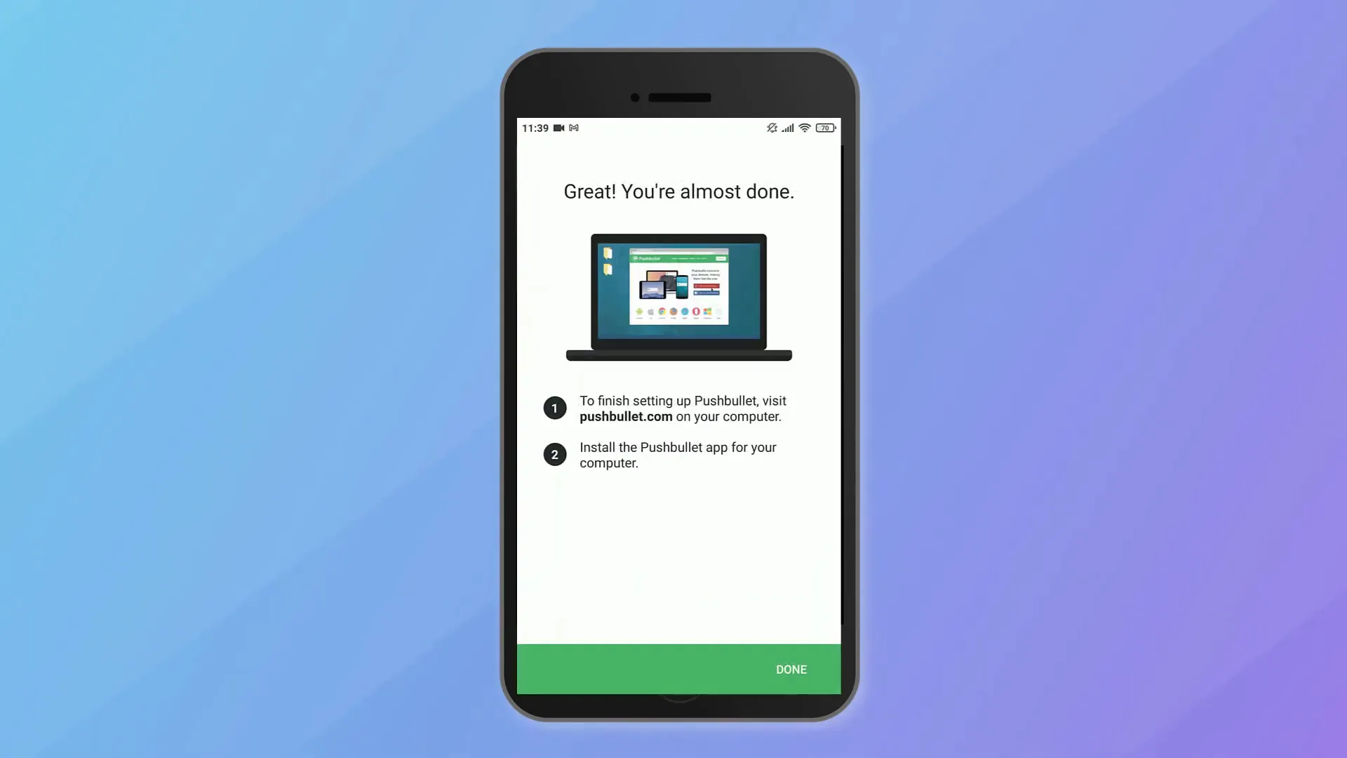 View your smartphone under Devices on Pushbullet