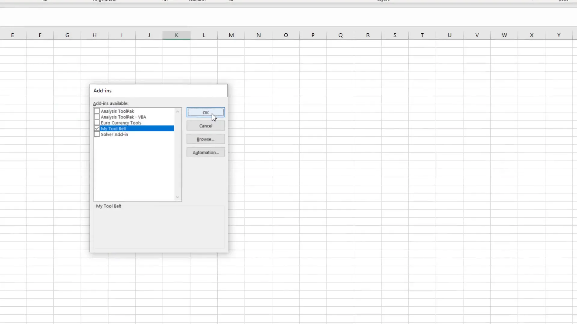Installing MyToolBelt add-in