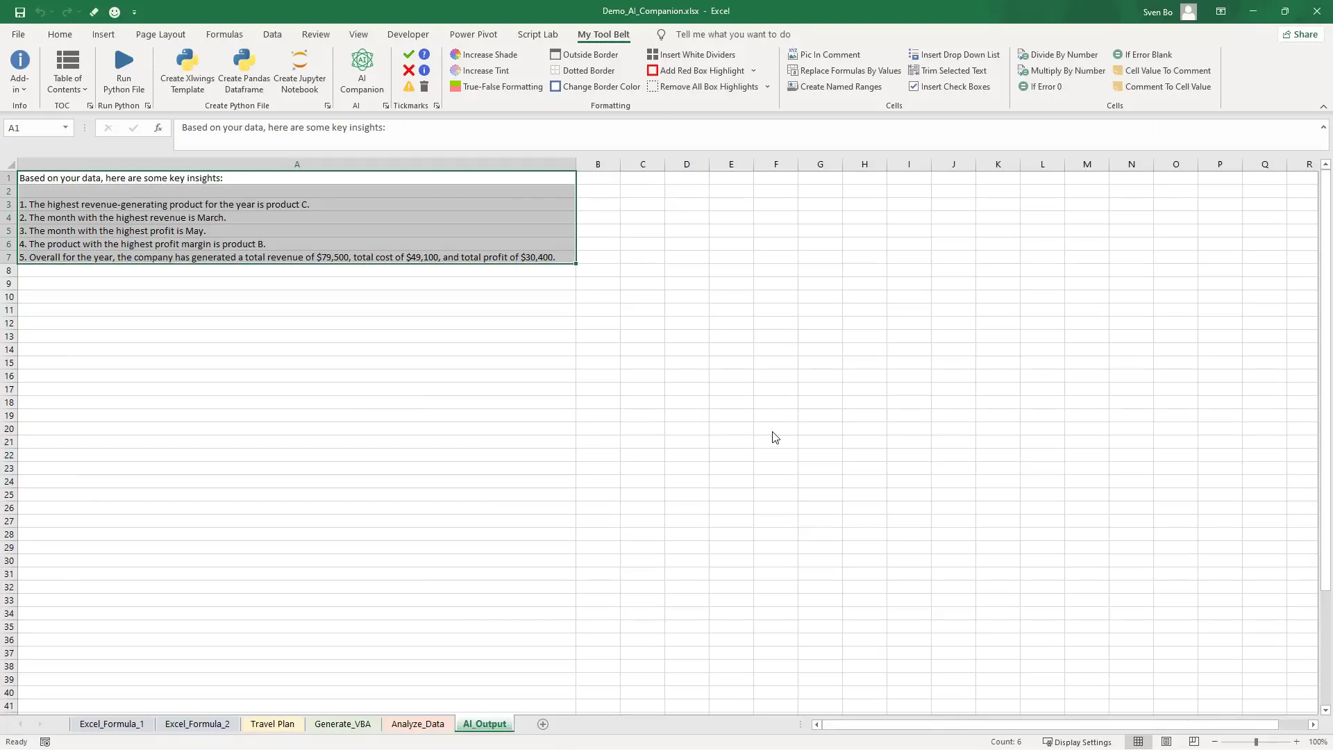 AI Companion providing data analysis insights