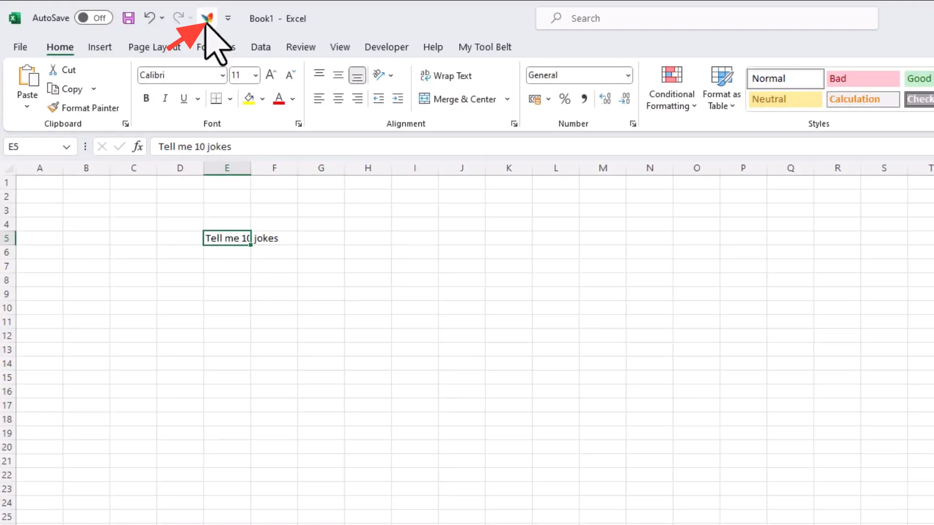 Inserting a button in Excel