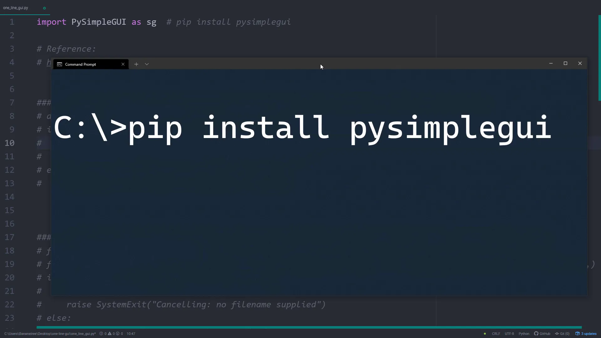 Installing PySimpleGUI