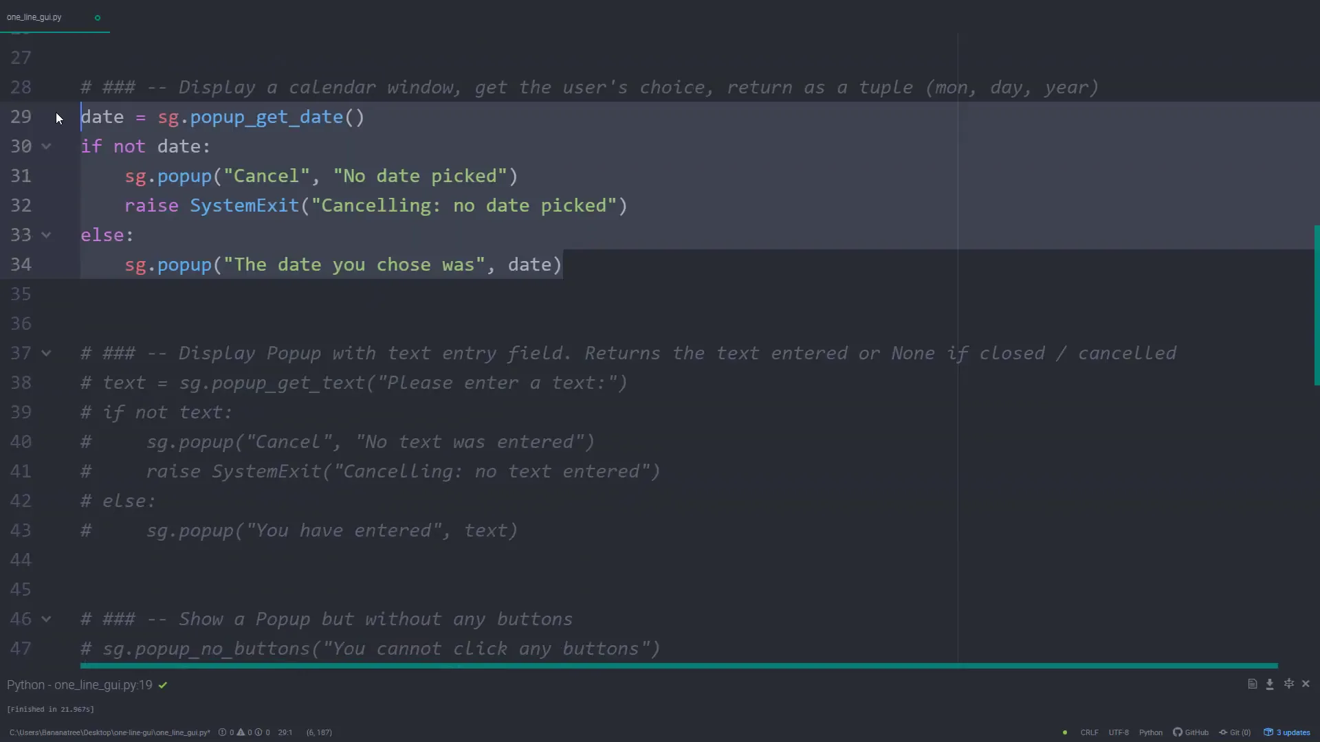Popup to select a date
