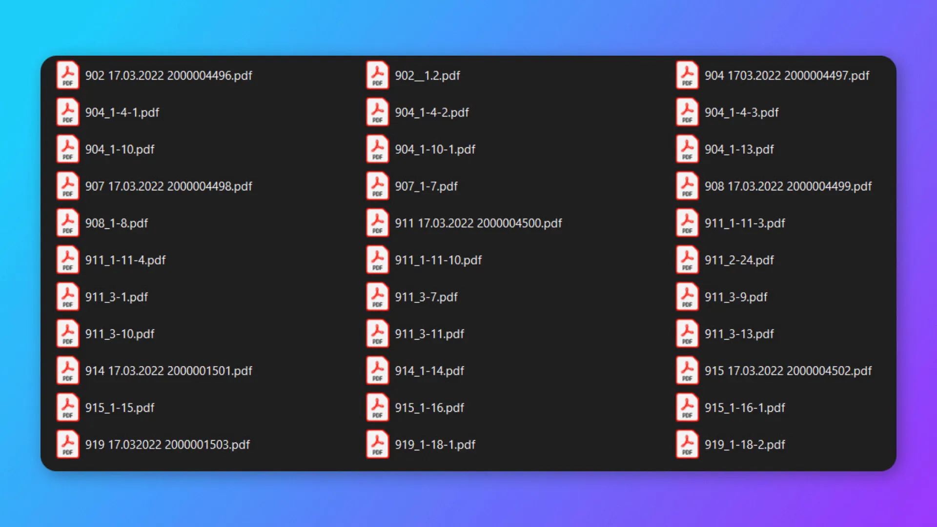 Example of PDF file prefixes