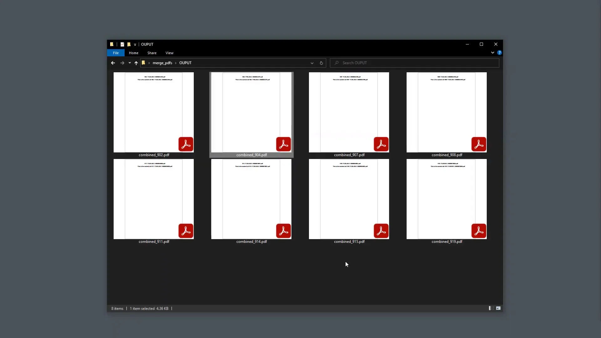 Contents of the merged PDF file