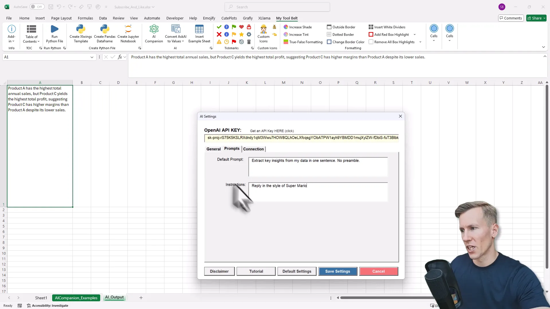 Customizing default prompt and overall AI instructions