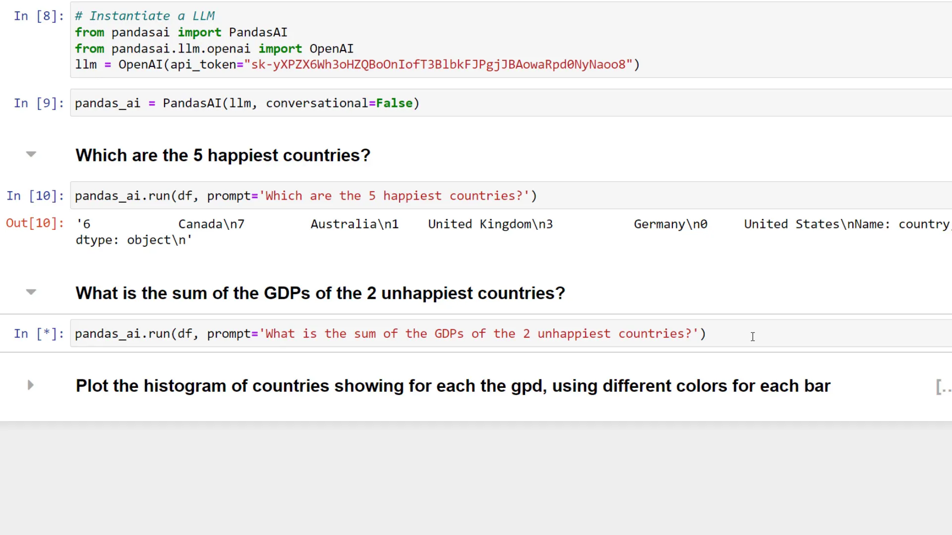 Adding GDPs using PandasAI