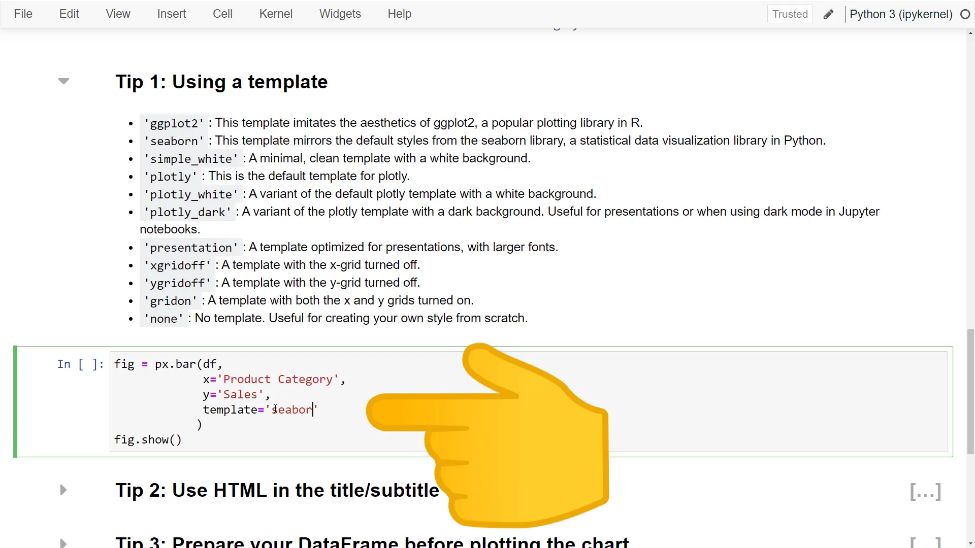 Applying seaborn template to the chart
