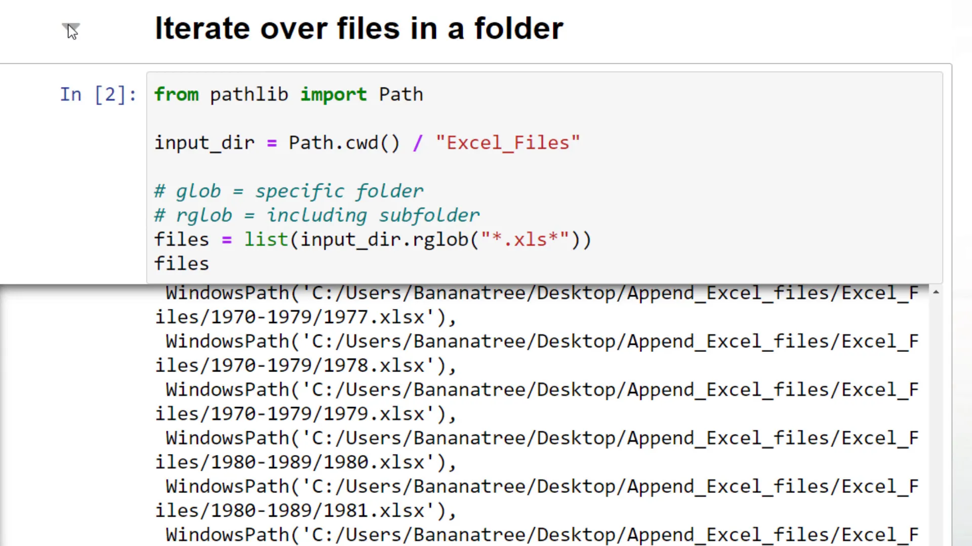 Excel files with different formats