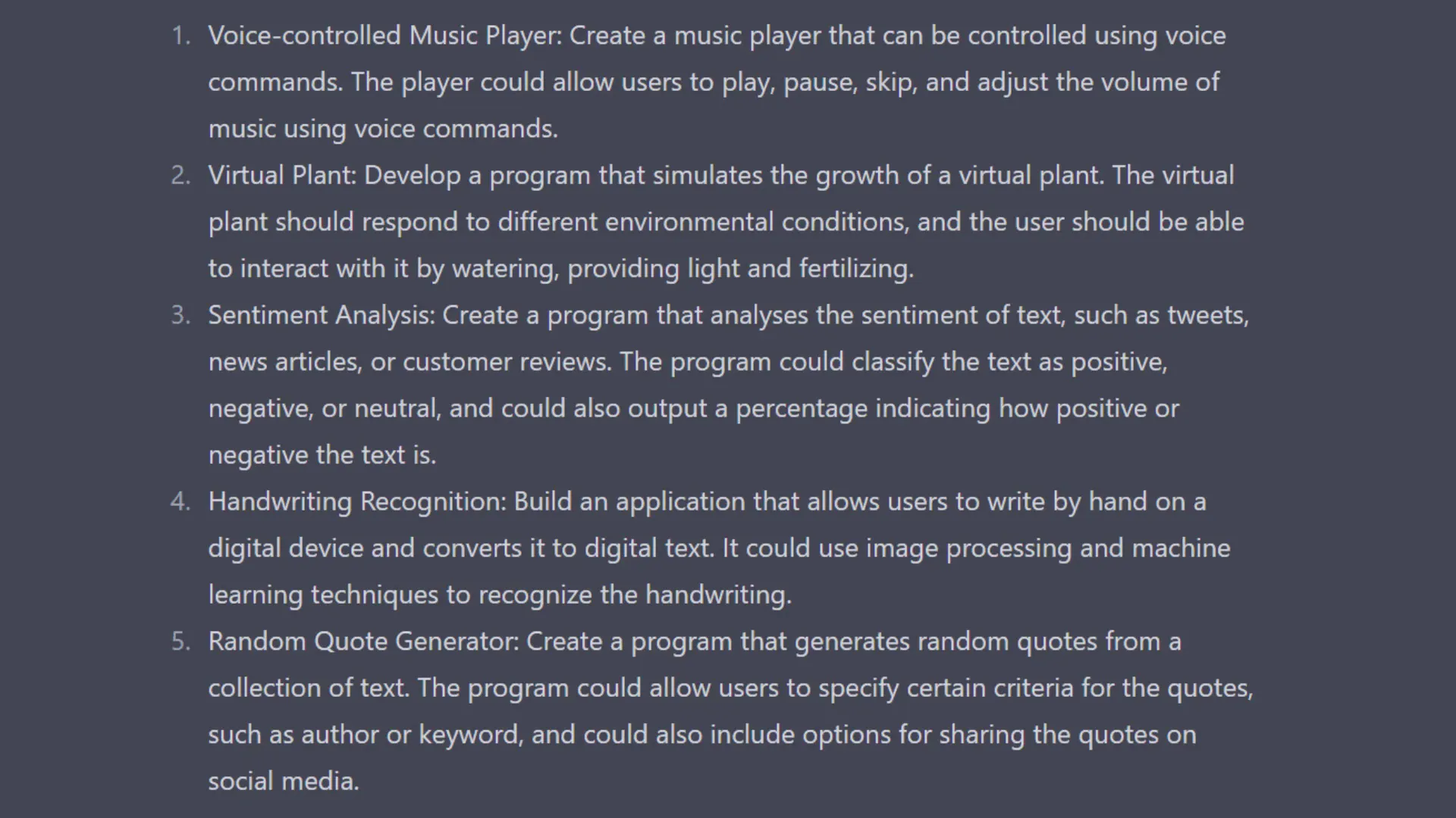Virtual plant project idea