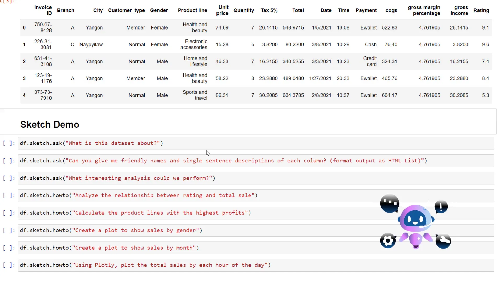 Asking Sketch about the dataset