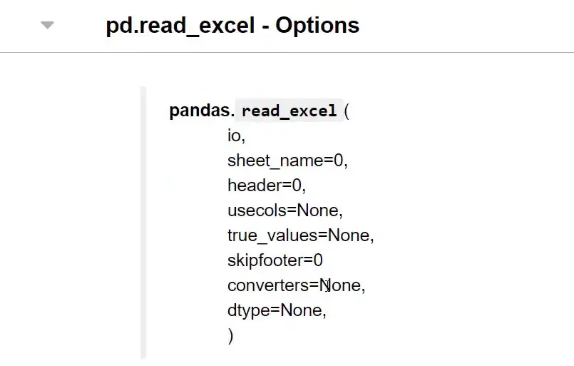 Pandas Read Excel Function
