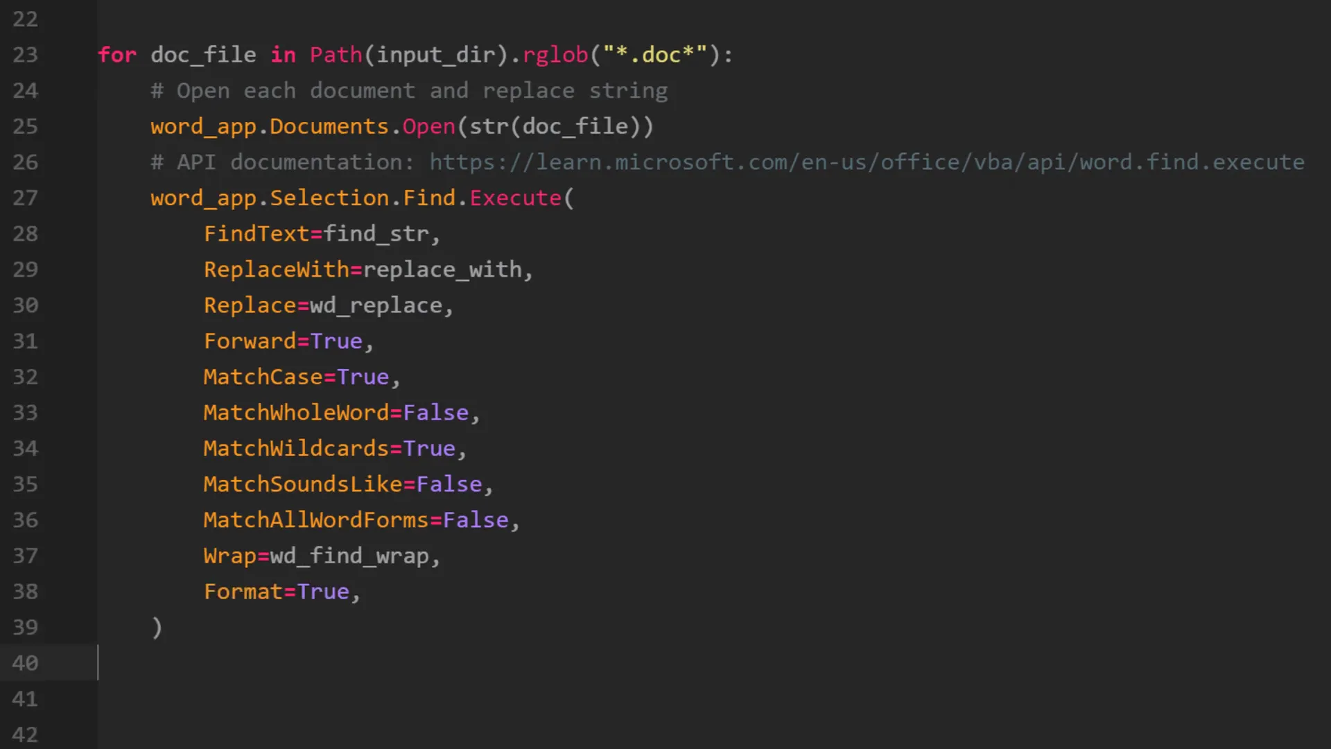 Finding and replacing text